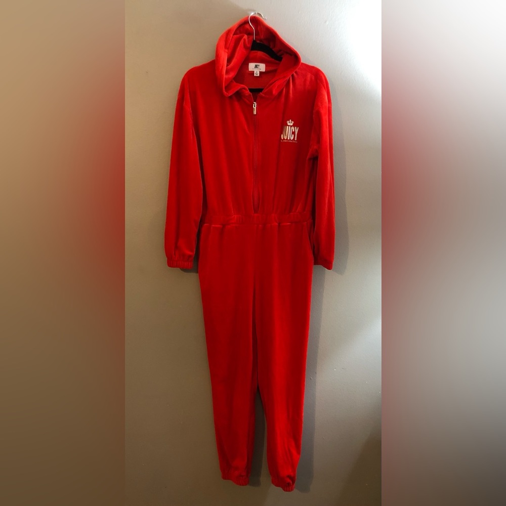 Juicy by Juicy Couture Velour Hooded Jumpsuit with front pockets